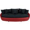 Megasofa Mit Kissen Aruba, Mikrofaser/lederlook - Rot/Schwarz, LIFESTYLE, Textil (238/80/140cm)