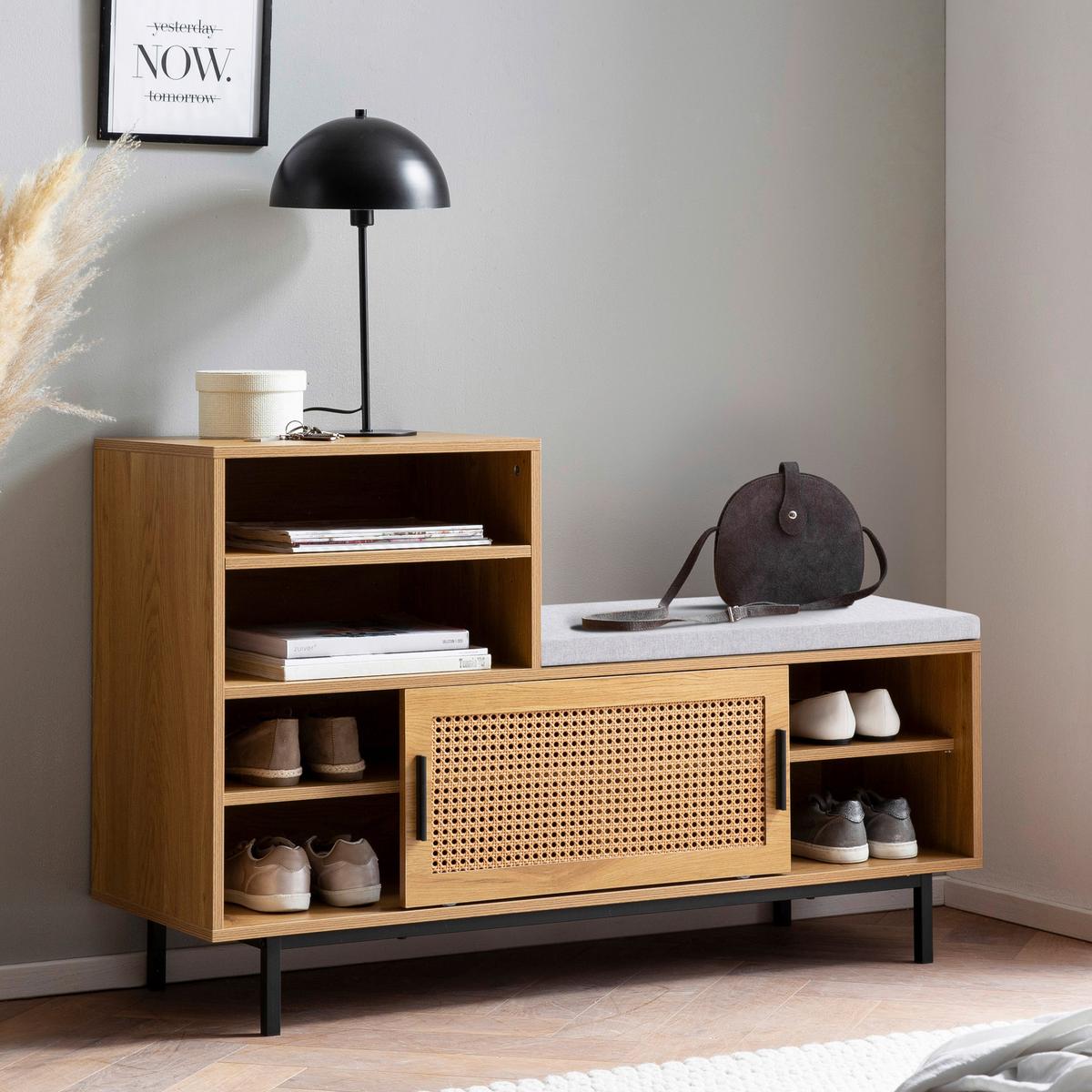 Lavice do šatny barva dub - barvy dubu/černá, Konvenční, kov/kompozitní dřevo (120/75,5/40cm) - Livetastic