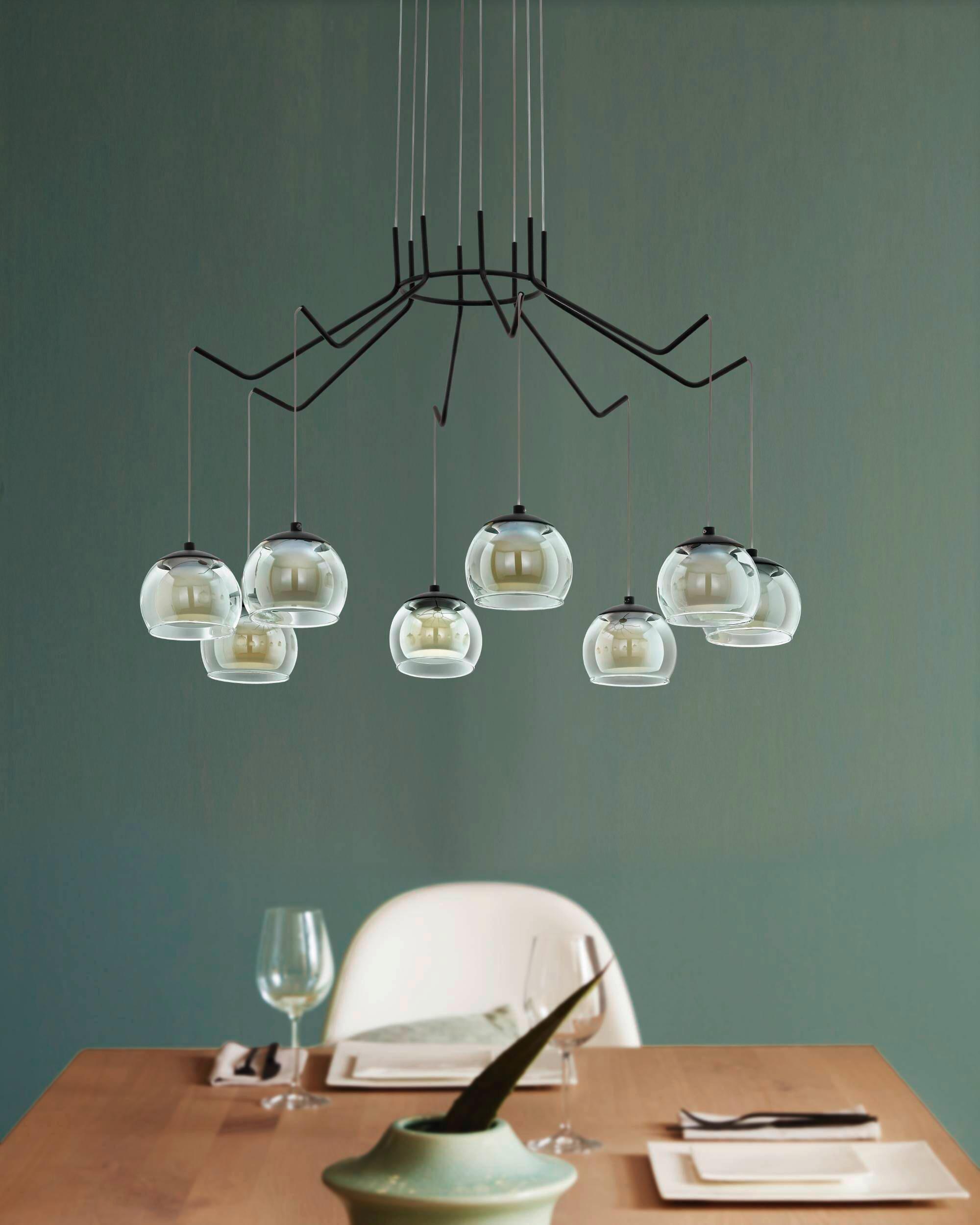 Hängeleuchte 39511_rovigana - Schwarz/Weiß, Design, Glas/Metall (67/121cm) - Eglo