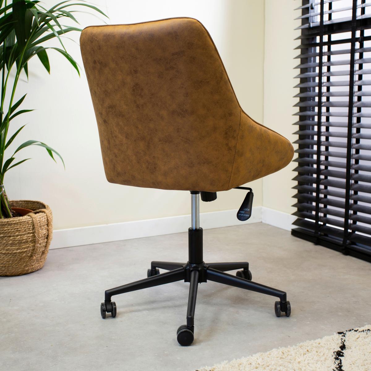 Drehstuhl Kayne - Cognac/Schwarz, KONVENTIONELL, Textil/Metall (60/84/64,5cm) - MID.YOU