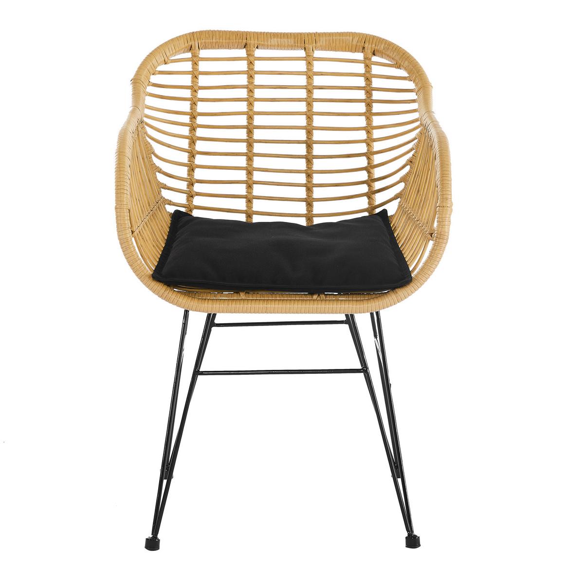 Armlehnstuhl-set Naturfarben/schwarz B: 56 Cm - Schwarz/Naturfarben, MODERN, Kunststoff/Metall (56/80/59cm) - Livetastic