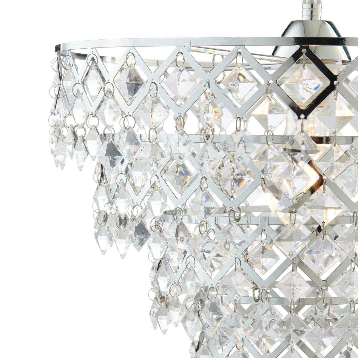 Hängeleuchte Fancy H: 120 cm 1-Flammig, Kronleuchter Design - Chromfarben/Klar, Trend, Kunststoff/Metall (38/120cm) - Näve