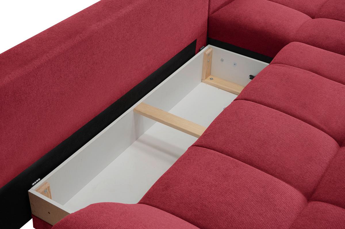 Rohová sedačka ERICE, pravá, červená - chrómová/červená, Design, textil/plast (312/198cm)