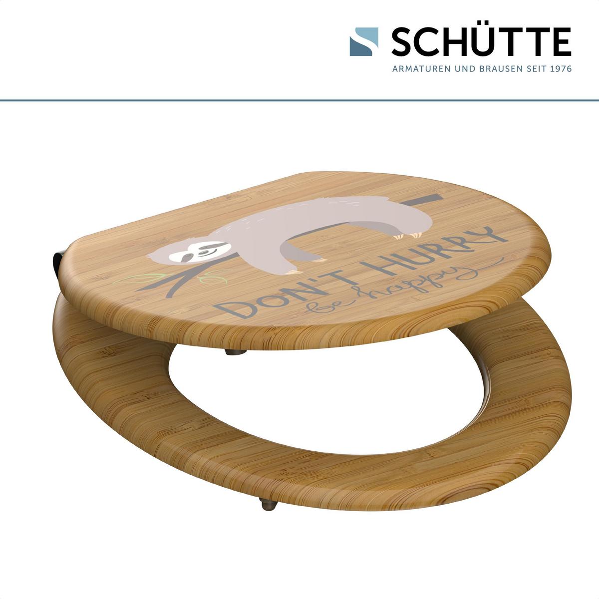 WC-Sitz Naturfarben Faultier mit Absenkautomatik B: 43,5 cm - Braun/Naturfarben, Design, Holz (43,5/5,5/37,5cm) - Schütte