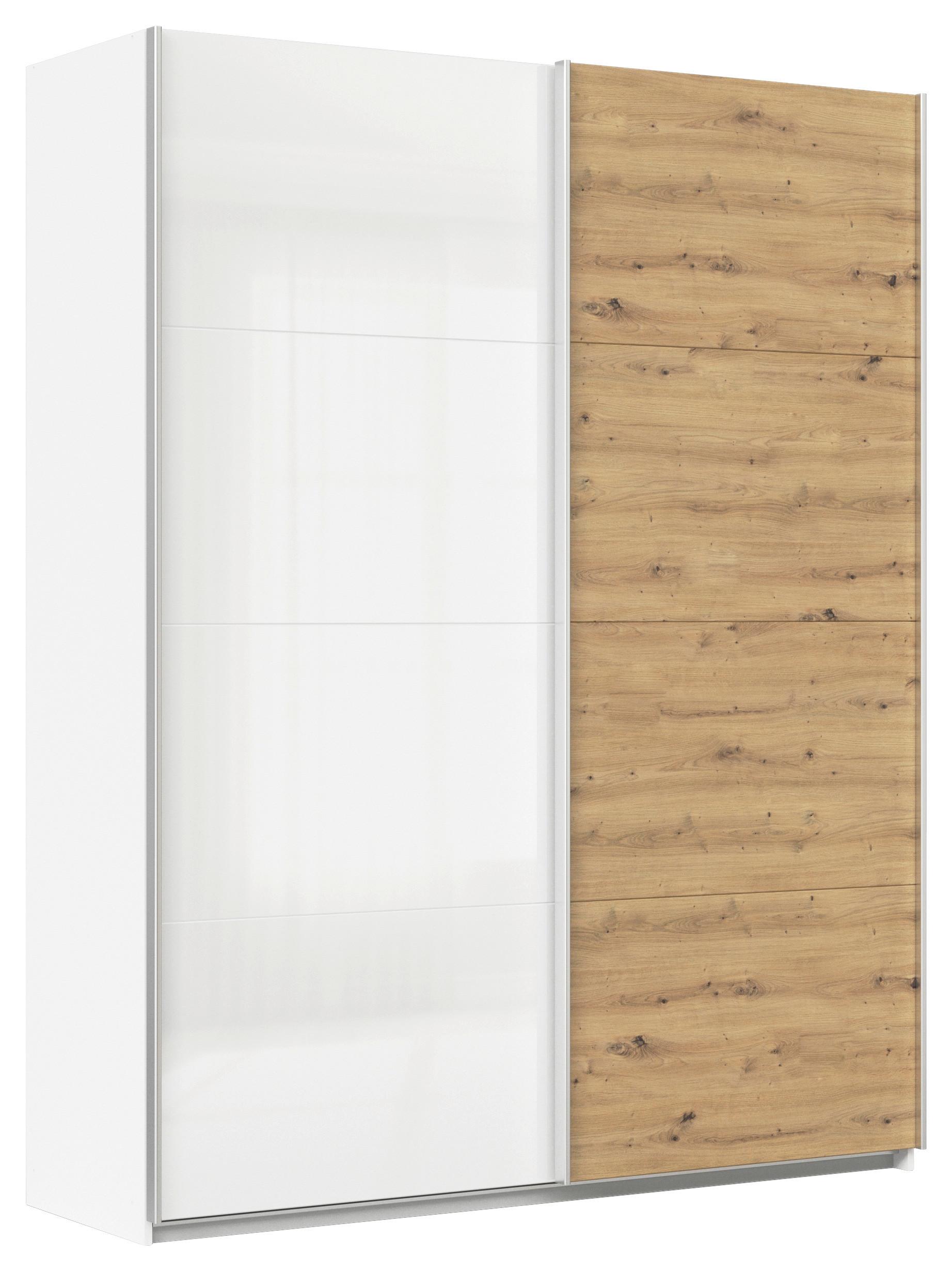 Schwebetürenschrank Feldkirch 181 Maxihöhe - Weiß Hochglanz/Eiche Artisan, MODERN, Holzwerkstoff (181/229/62cm)