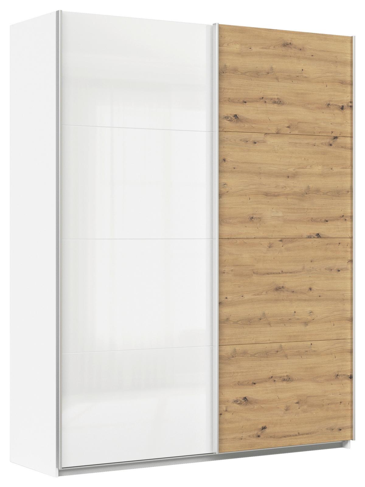 Tolóajtós Szekrény Feldkirch 181/229 Cm - Artisan tölgy/magasfényű fehér, Modern, faalapú anyag (181/229/62cm)