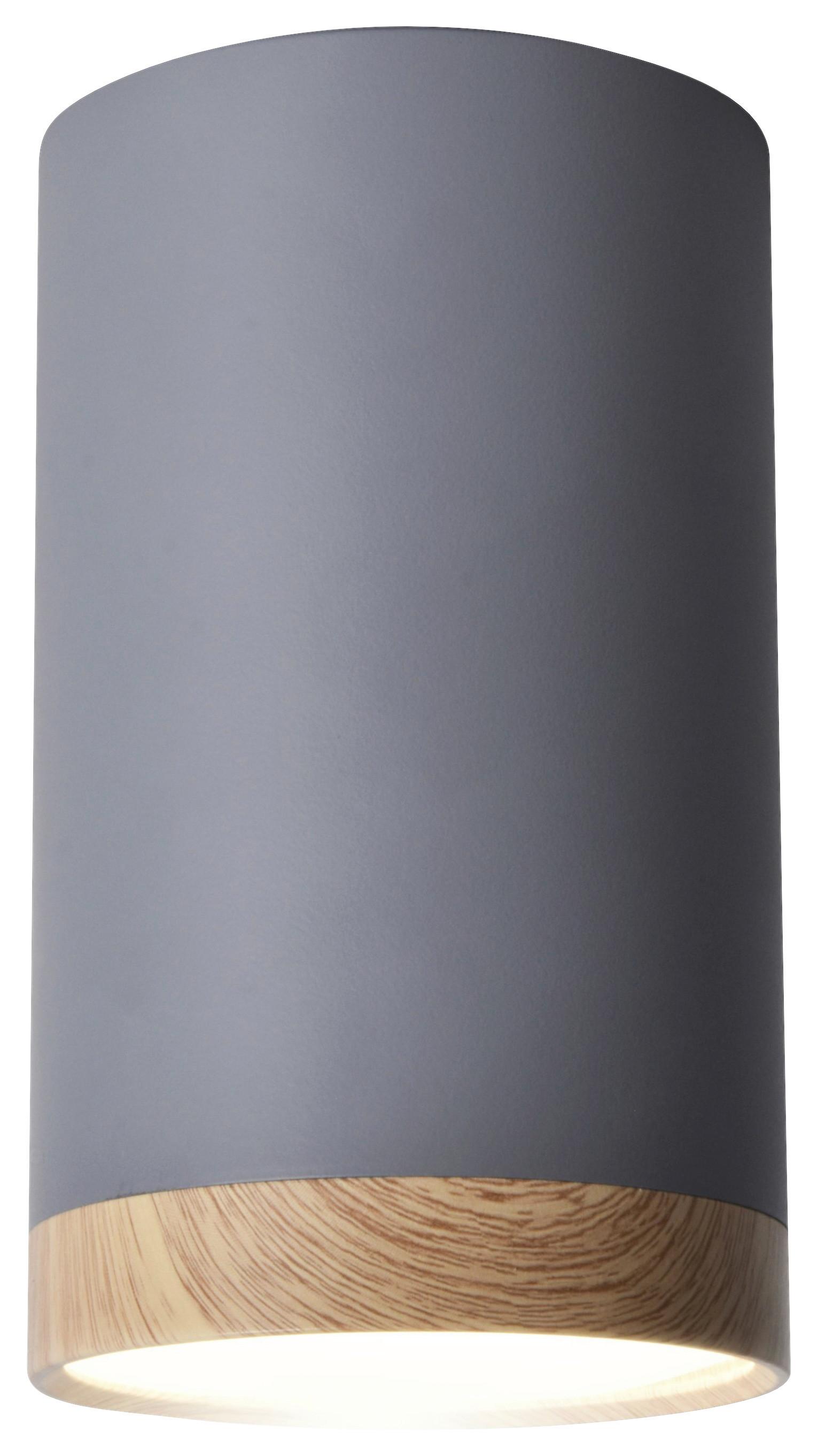 LED-Deckenleuchte Ø 8,8 cm 1-Flammig, Grau/Wood - Design, Metall (8.8/8.8/15cm)