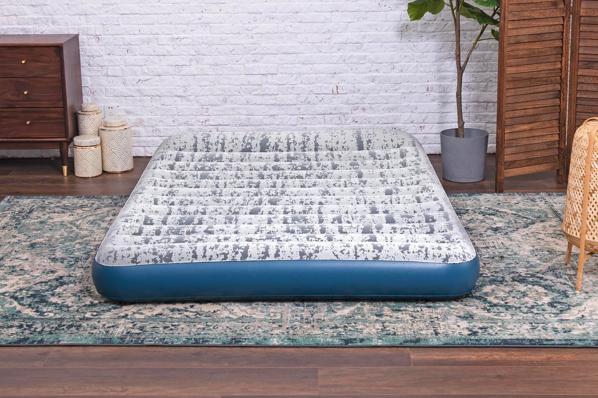 Luftbett Hubert 203x152x30 Cm Bis 300kg, Inkl. Pumpe - Graublau/Grau, KONVENTIONELL, Kunststoff/Metall (203/152/30cm) - Bestway