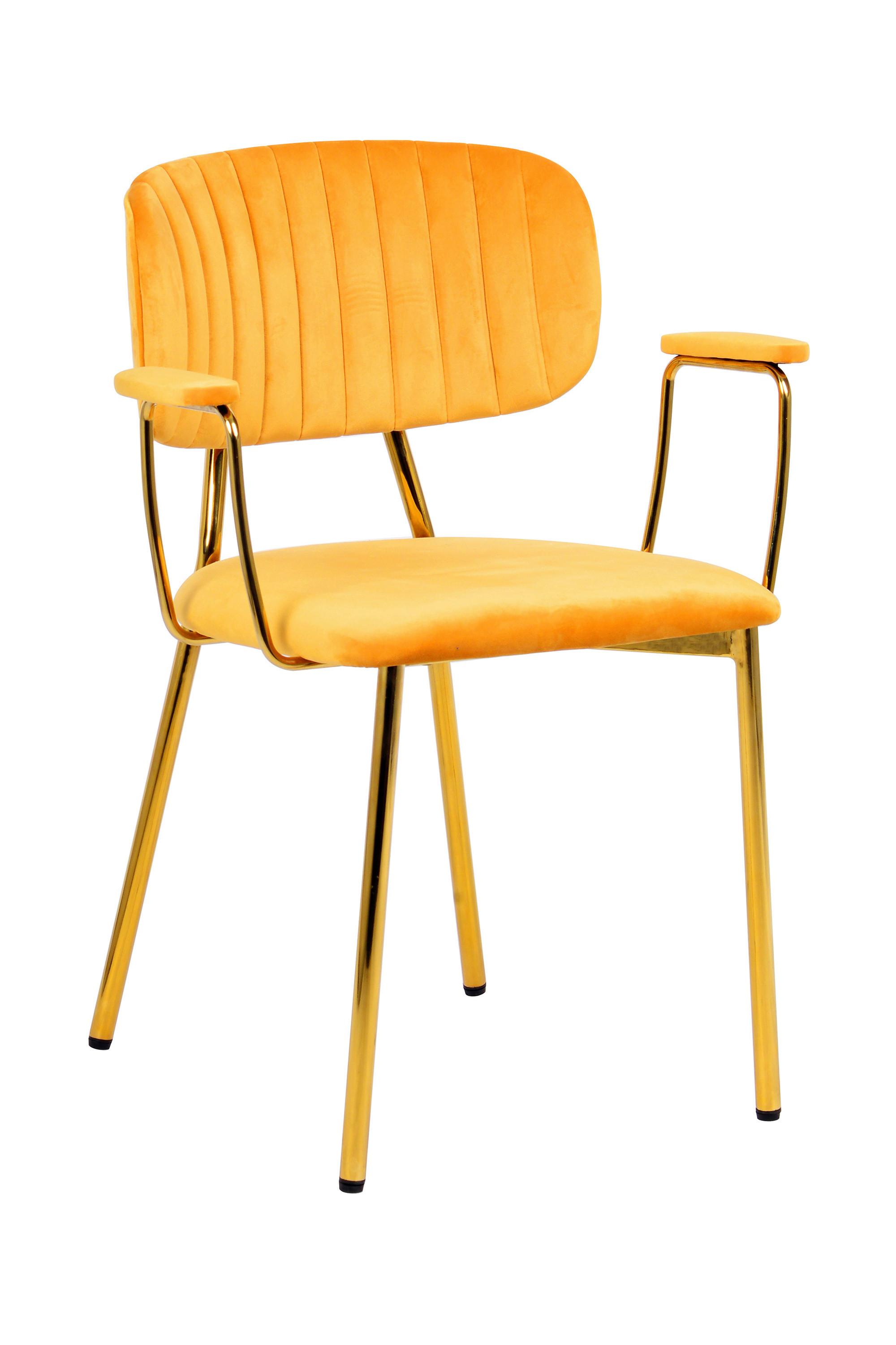 SADA STOLIČIEK S PODRÚČKAMI KIAN - oranžová/zlatá, Modern, kov/textil (63/80/51cm) - MID.YOU