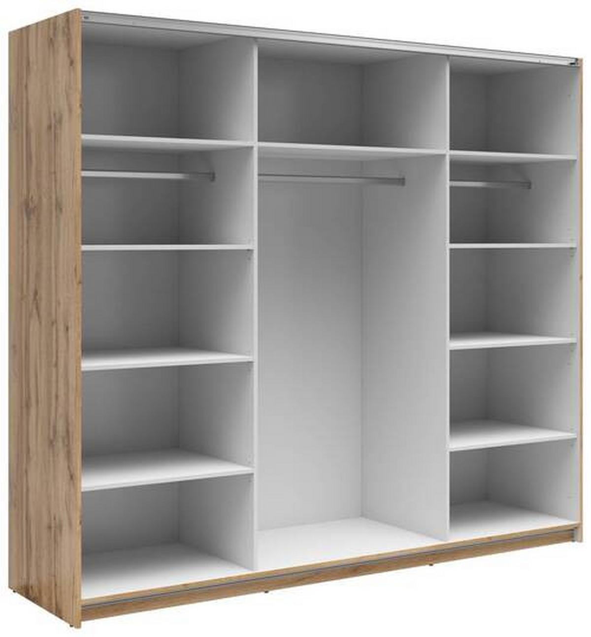 Schwebetürenschrank Tetrix - Eiche Wotan, MODERN, Holzwerkstoff (220/195,5/60cm) - MID.YOU