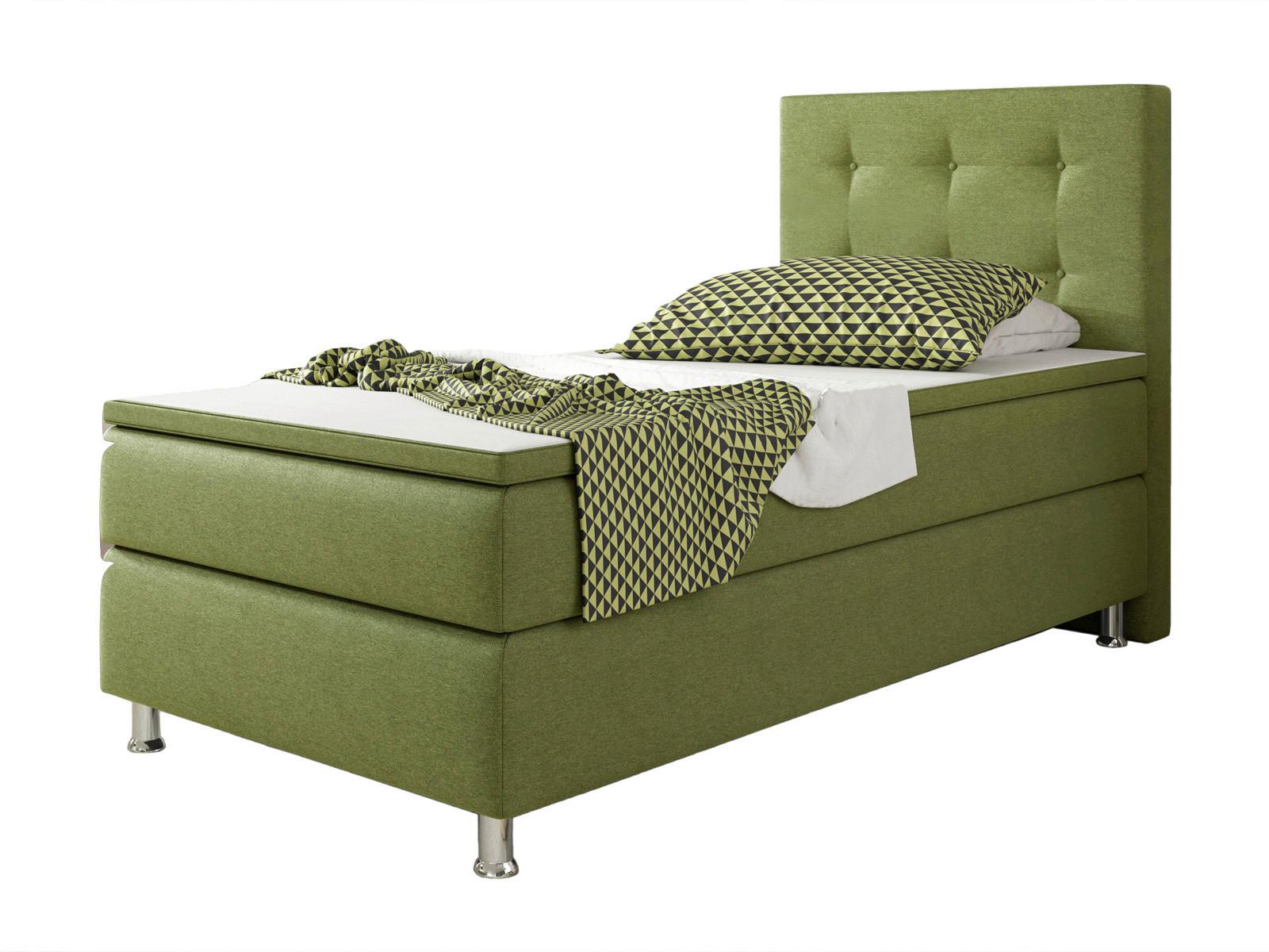 Boxspringbett Mit Topper / Matratze 90x200 Cm Köln - Silberfarben/Grün, KONVENTIONELL, Textil (90/115/210cm) - MID.YOU