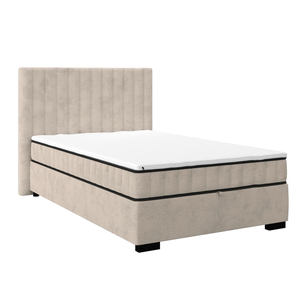 Boxbett Maya inkl. Bettkasten Sandfarben 140x220 cm - Sandfarben/Schwarz, MODERN, Holz/Holzwerkstoff (140/220cm)