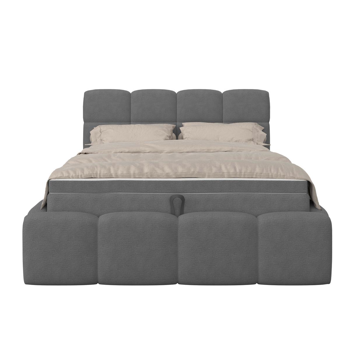 Polsterbett Noe Anthrazit 140x200 Cm - Anthrazit/Schwarz, Trend, Textil/Metall (140/200cm)