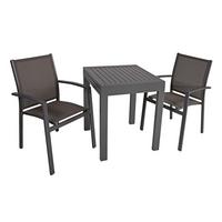 Gartenmöbel Set 3--Teilig. Elena Dunkelgrau/Schwarz - Dunkelgrau/Schwarz, Basics, Kunststoff/Metall (56,5/89/61cm) - Gardenson