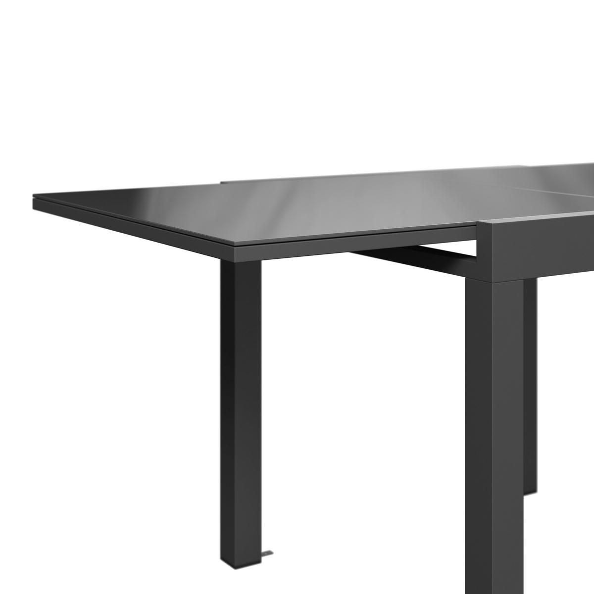 Balkontisch London - Dunkelgrau, MODERN, Glas/Metall (160/75/80cm) - Beldano