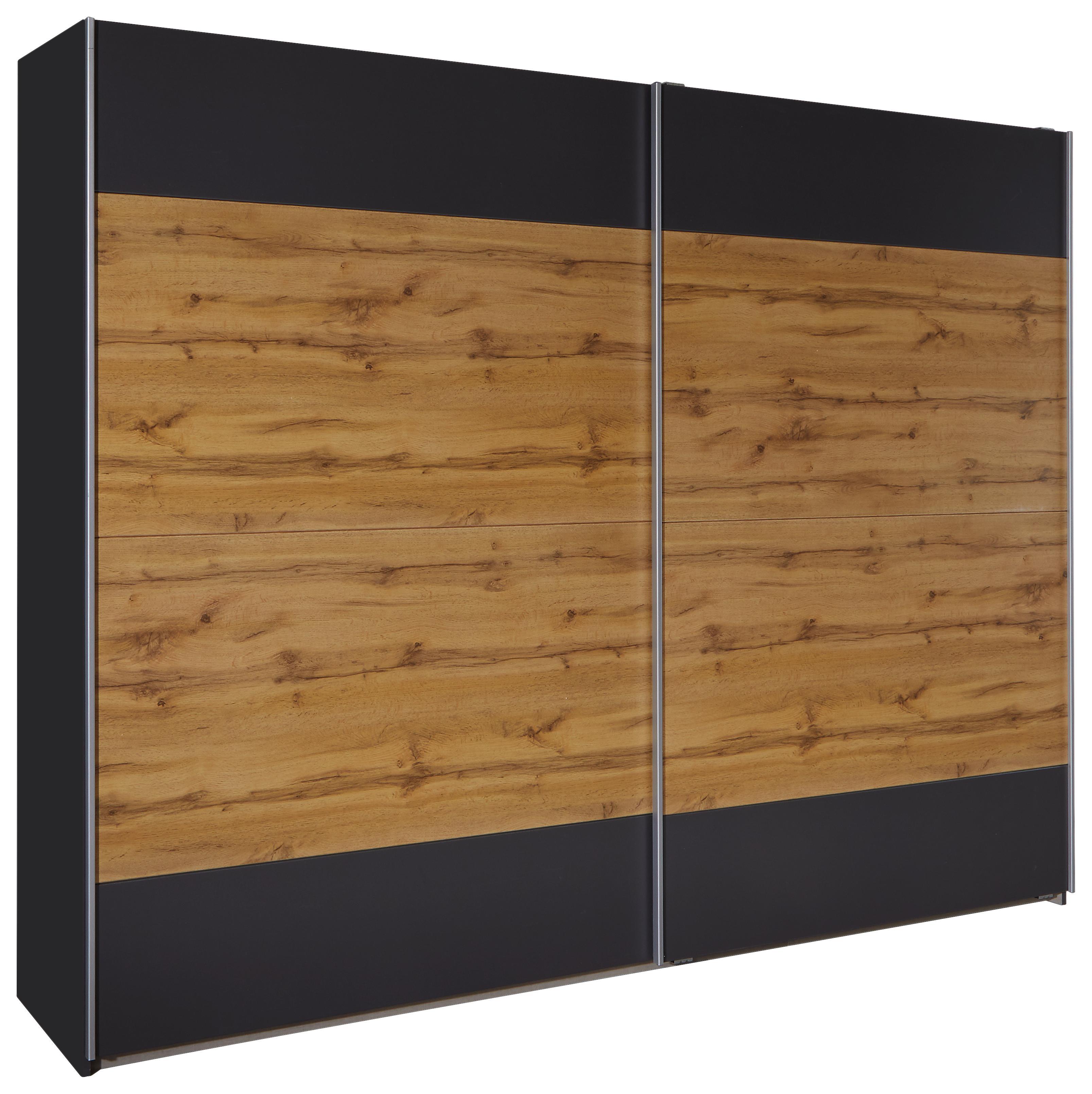Tolóajtós Szekrény Landeck - Tölgyfa/Grafitszürke, modern, Faalapú anyag (261/210/59cm)