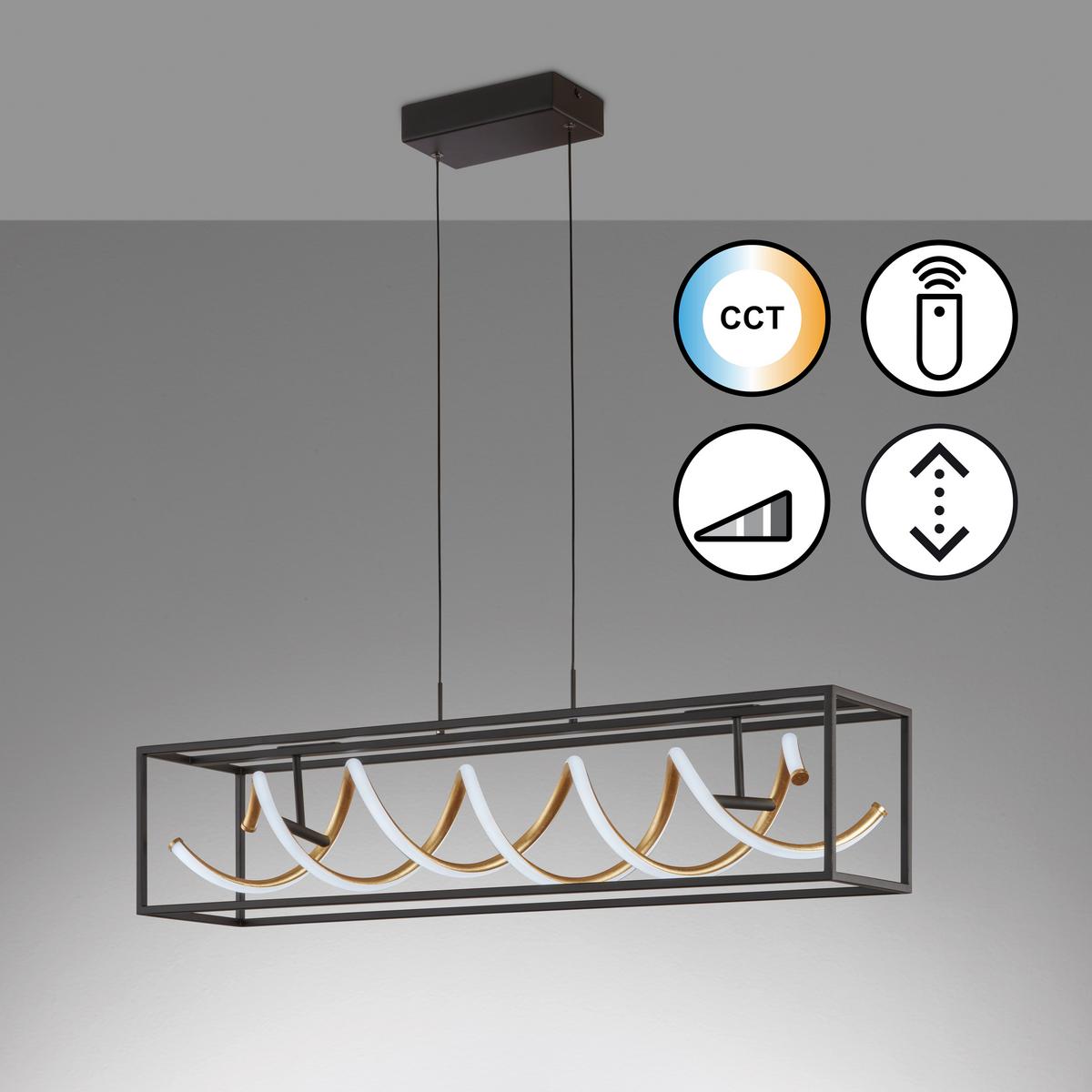 LED-Hängeleuchte, 5100lm 61046 Gian - Schwarz, Design, Metall (90/150cm) - Fischer & Honsel
