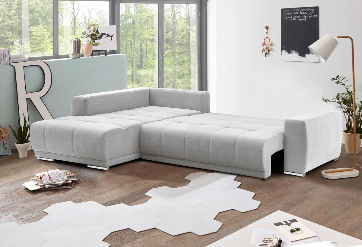 Rozkladacia sedacia súprava Figaro OTM, ľavé prevedenie - sivá/strieborná, Modern, textil/plast (286/87/207cm)