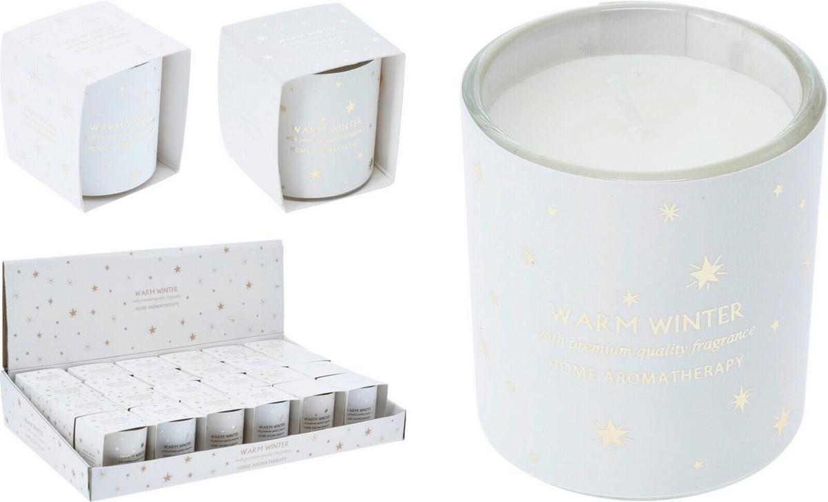 Duftkerze Winter - Weiß, Basics, Glas/Naturmaterialien (4/5cm)