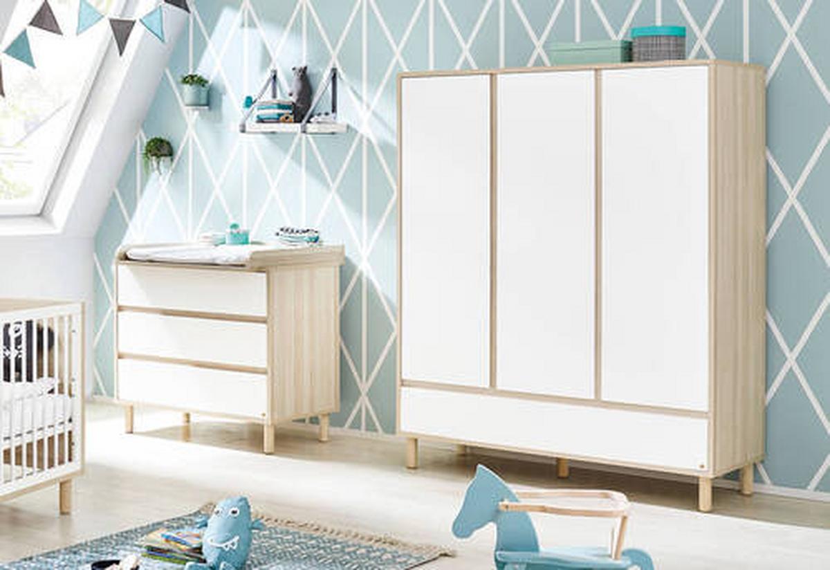 Babyzimmer 100065bg Flow - Eschefarben/Weiß, Design, Holzwerkstoff - Pinolino