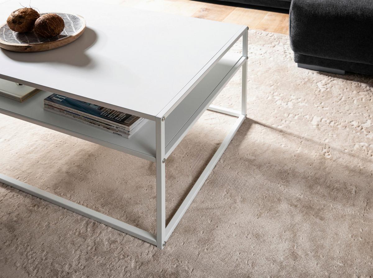 Couchtisch Schwarz L: 100 Cm - Weiß, Design, Metall (100/60/45cm) - MID.YOU