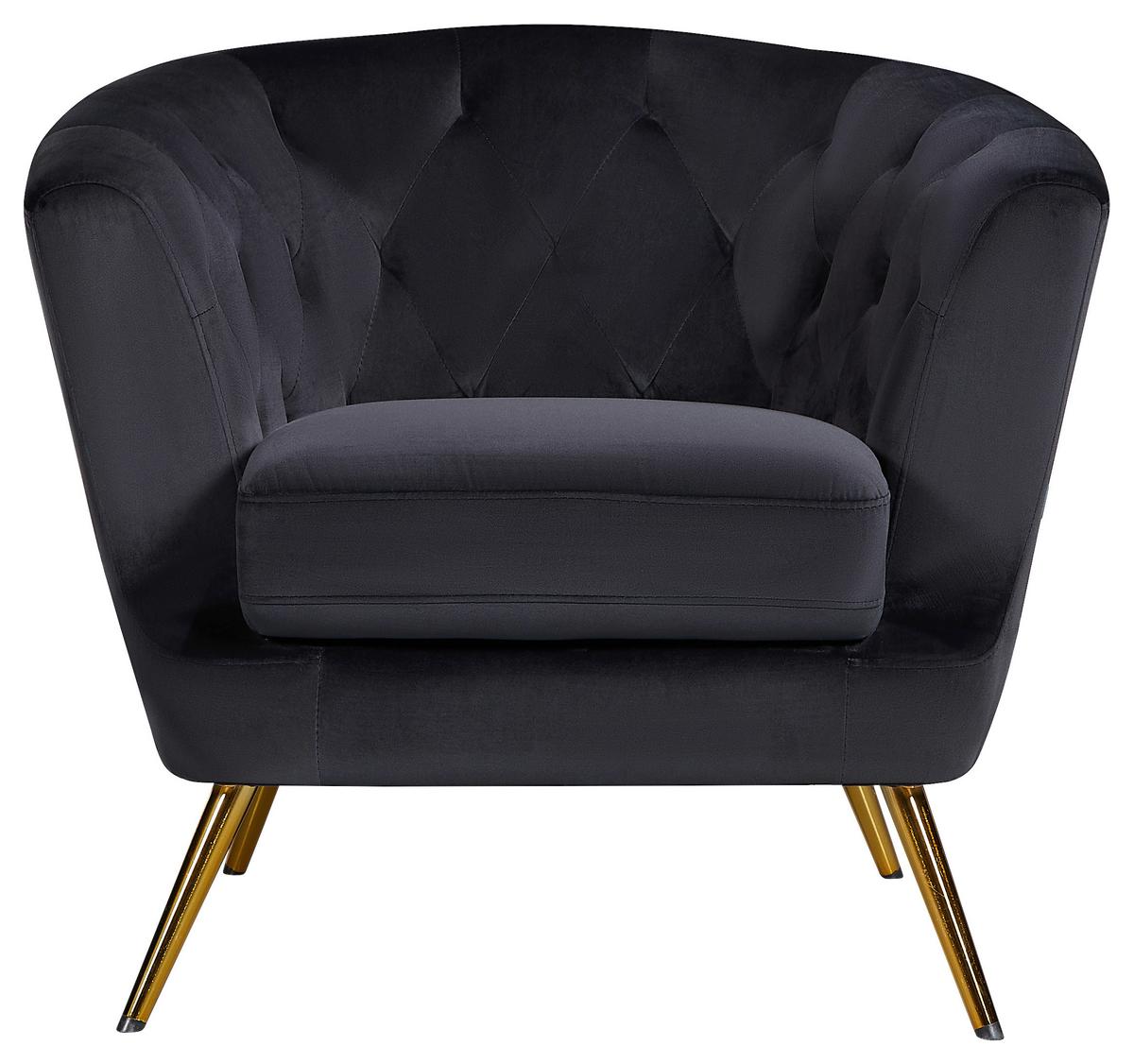 Sessel Lita Schwarz B: 89 Cm - Dunkelgrün/Goldfarben, MODERN, Textil/Metall (89/78/83cm) - Ti'me