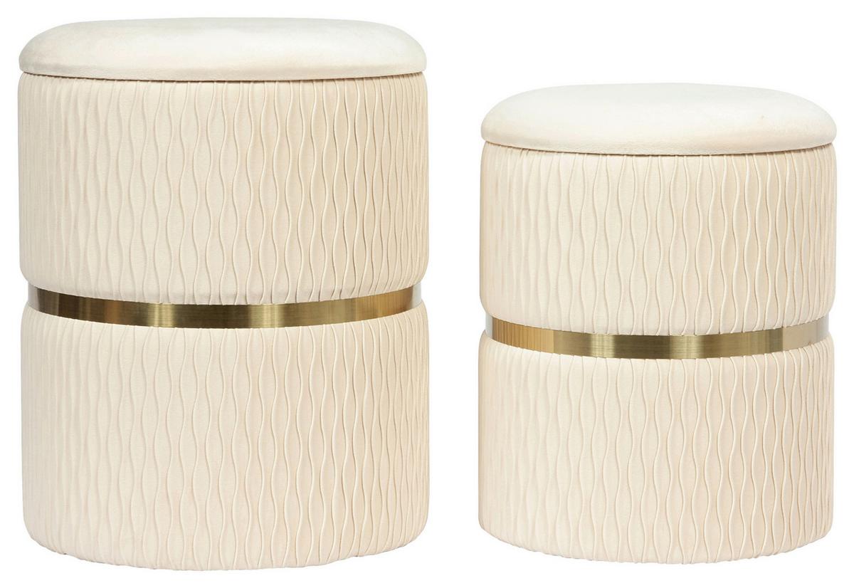 Hockerset Milas 100 2-Teilig Creme D: 36/31,5 cm - Goldfarben/Creme, KONVENTIONELL, Textil/Metall (31,5/36/38/44/31,5/36cm) - Kayoom
