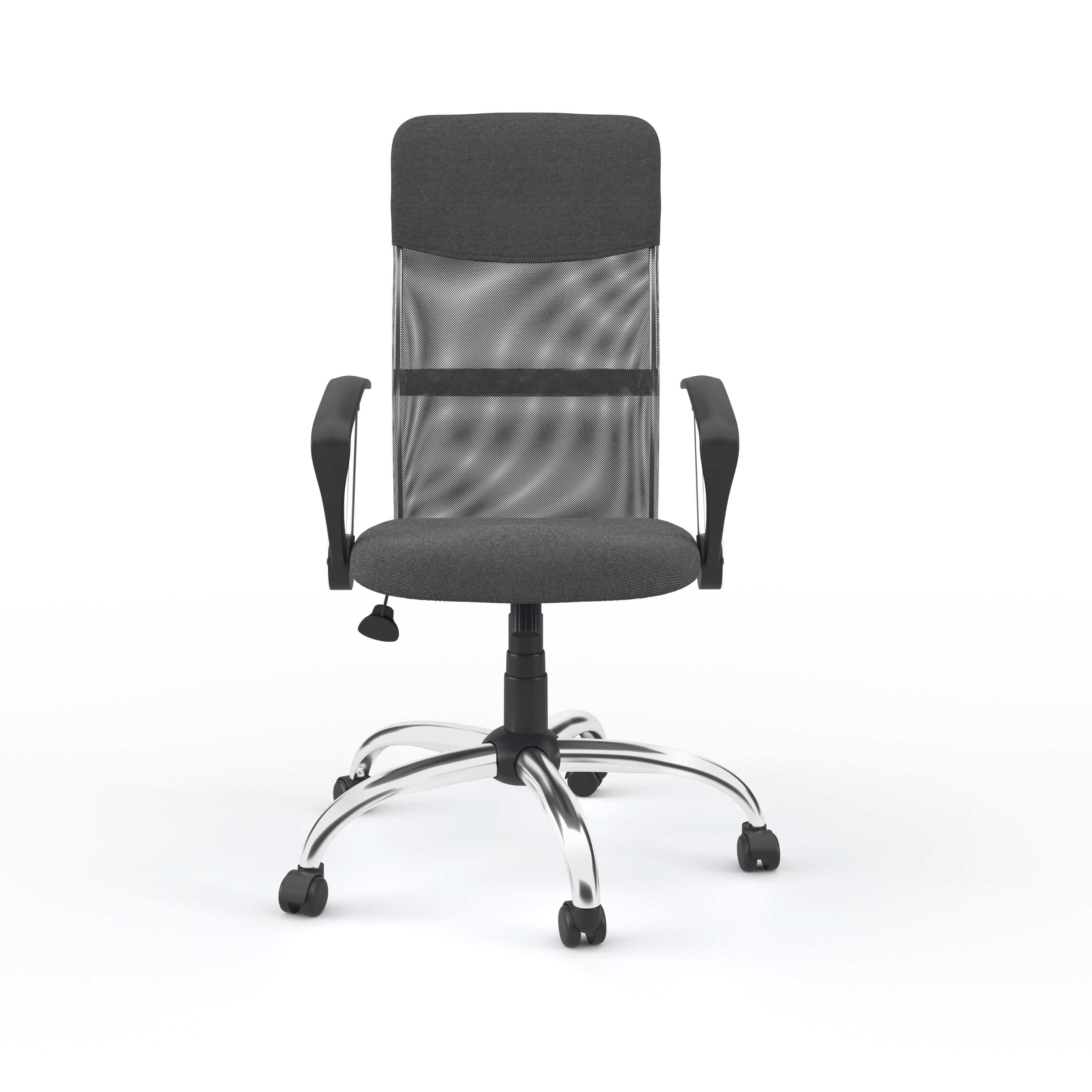 Drehstuhl Orlando Grau B: 60 cm - Chromfarben/Grau, Design, Leder/Holz (60/120/52cm) - MID.YOU