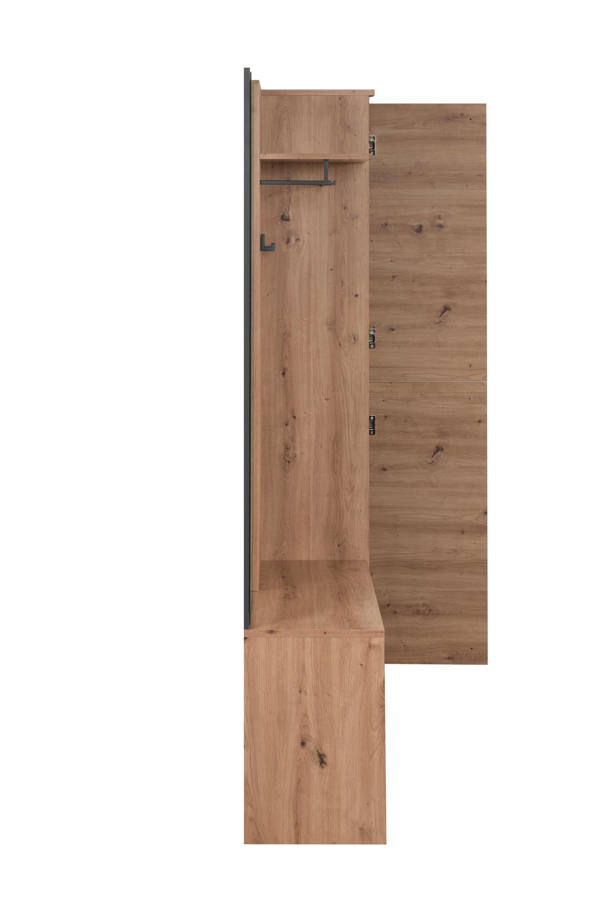 Garderobe Medan Eiche Artisan B: 122 Cm - Anthrazit/Eiche Artisan, MODERN, Holzwerkstoff (122/190/37cm) - MID.YOU