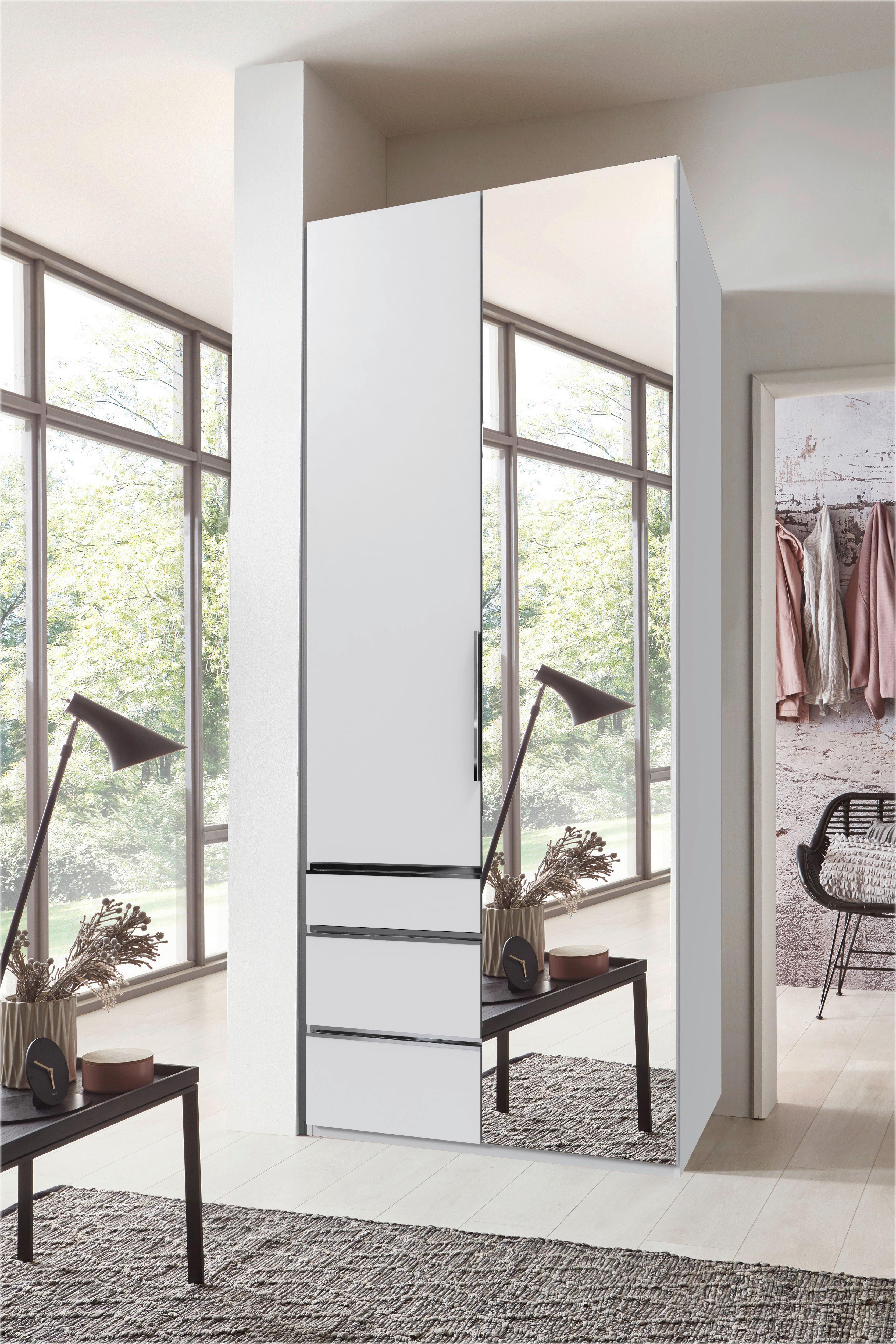 Drehtürenschrank Level 36 A Weiß Dekor, B: 100cm - Weiß, KONVENTIONELL, Glas/Holzwerkstoff (100/236/58cm) - MID.YOU