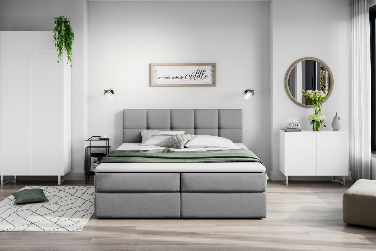 Boxspringbett mit Topper Mit Bettkasten 160x200cm Lorie - Dunkelgrau/Grau, LIFESTYLE, Holz/Holzwerkstoff (160/200cm) - Livetastic