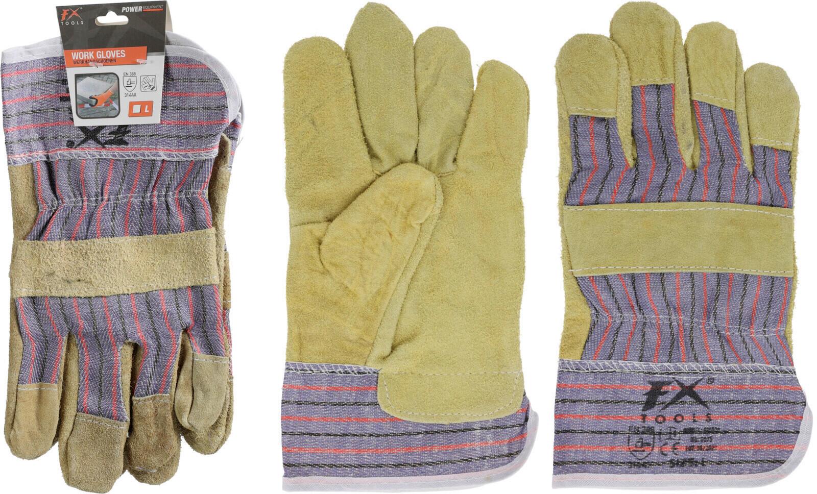 Arbeitshandschuhe R13000056 Leder - Currygelb/Graublau, Basics, Leder (14/2,5/27cm)