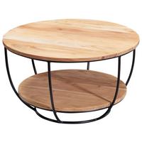 Konferenční stolek z masivního dřeva akácie - černá/barvy akácie, Moderní, kov/dřevo (60/60/34,5cm) - MID.YOU