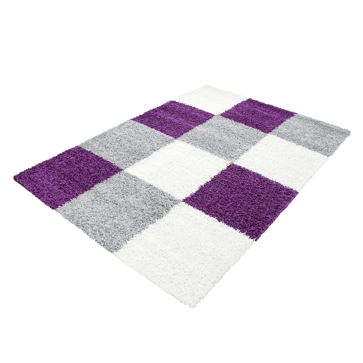 Hochflor Teppich Lila Life 120x170 cm - Lila/Hellgrau, KONVENTIONELL, Textil (120/170cm) - Novel