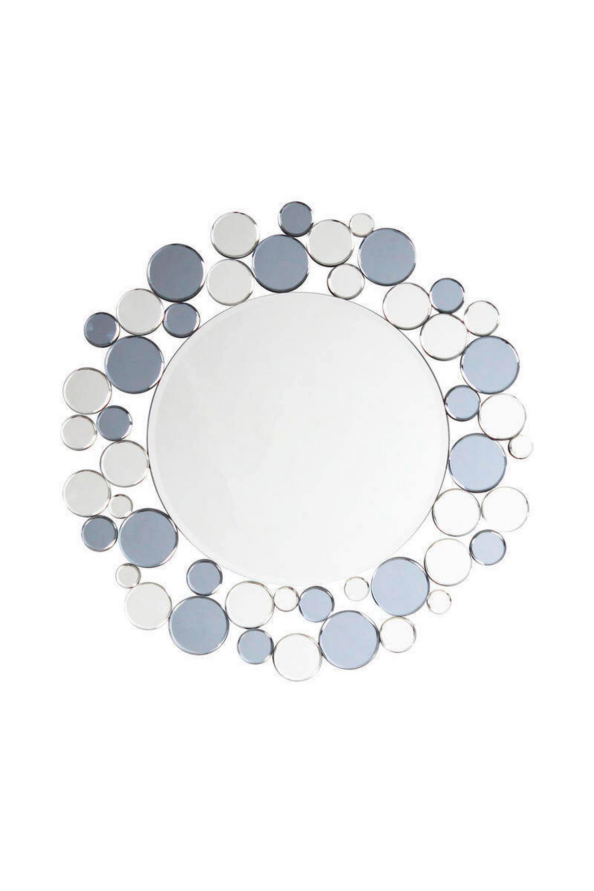 Wandspiegel Bubble Rund 80 Cm Metallrahmen Grau/silberfarben - Silberfarben/Grau, Basics, Glas/Metall (80/80/5cm) - Kayoom