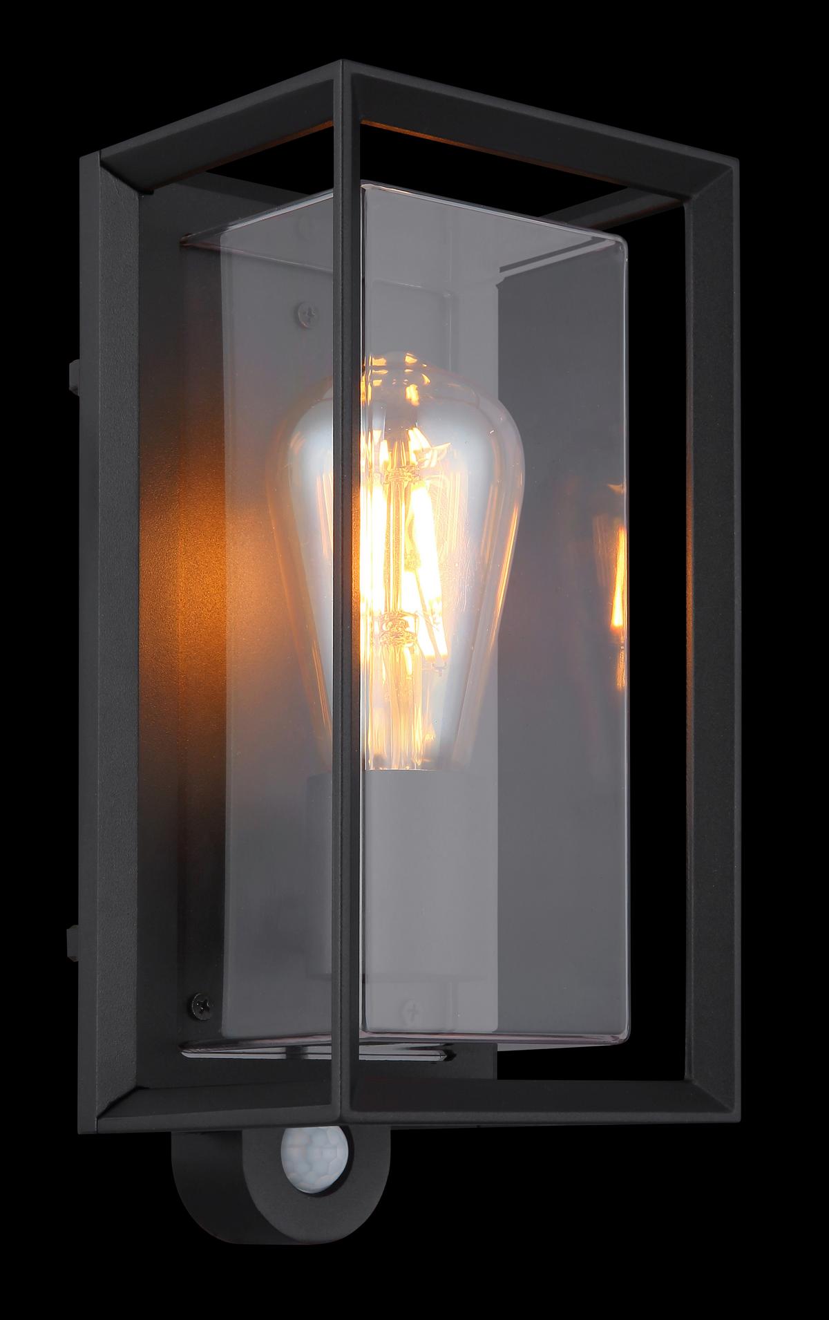 Außenleuchte 31982ss Sensor - Klar/Schwarz, KONVENTIONELL, Kunststoff/Metall (13/28/12,2cm) - Globo