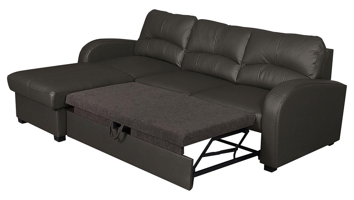 Ecksofa Tilo Dunkelbraun S: 168 cm - Dunkelbraun/Schwarz, Design, Leder/Textil (168/227cm) - Livetastic
