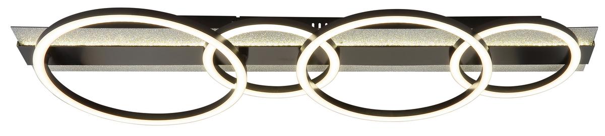 LED-Deckenleuchte 4000k., 55w - Silberfarben/Schwarzchrom, Design, Kunststoff/Metall (86,2/30/8,8cm) - Globo