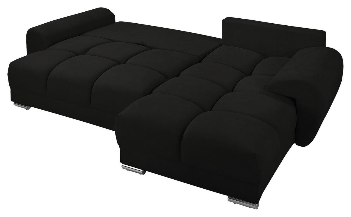 Ecksofa Azzuro Schwarz S: 256x175 cm - Silberfarben/Schwarz, Design, Textil (256/175cm) - Livetastic