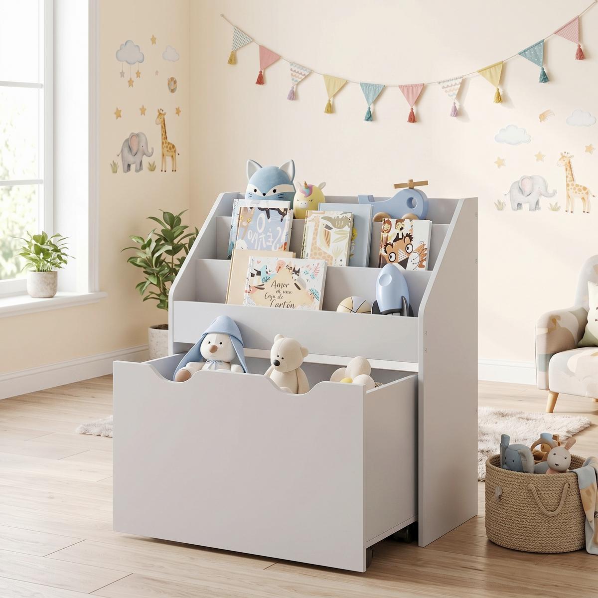 Kinderregal Toy Storage Shelf Grau B: 62,5 cm - Grau, MODERN, Holzwerkstoff (62,5/70/29,5cm) - MID.YOU