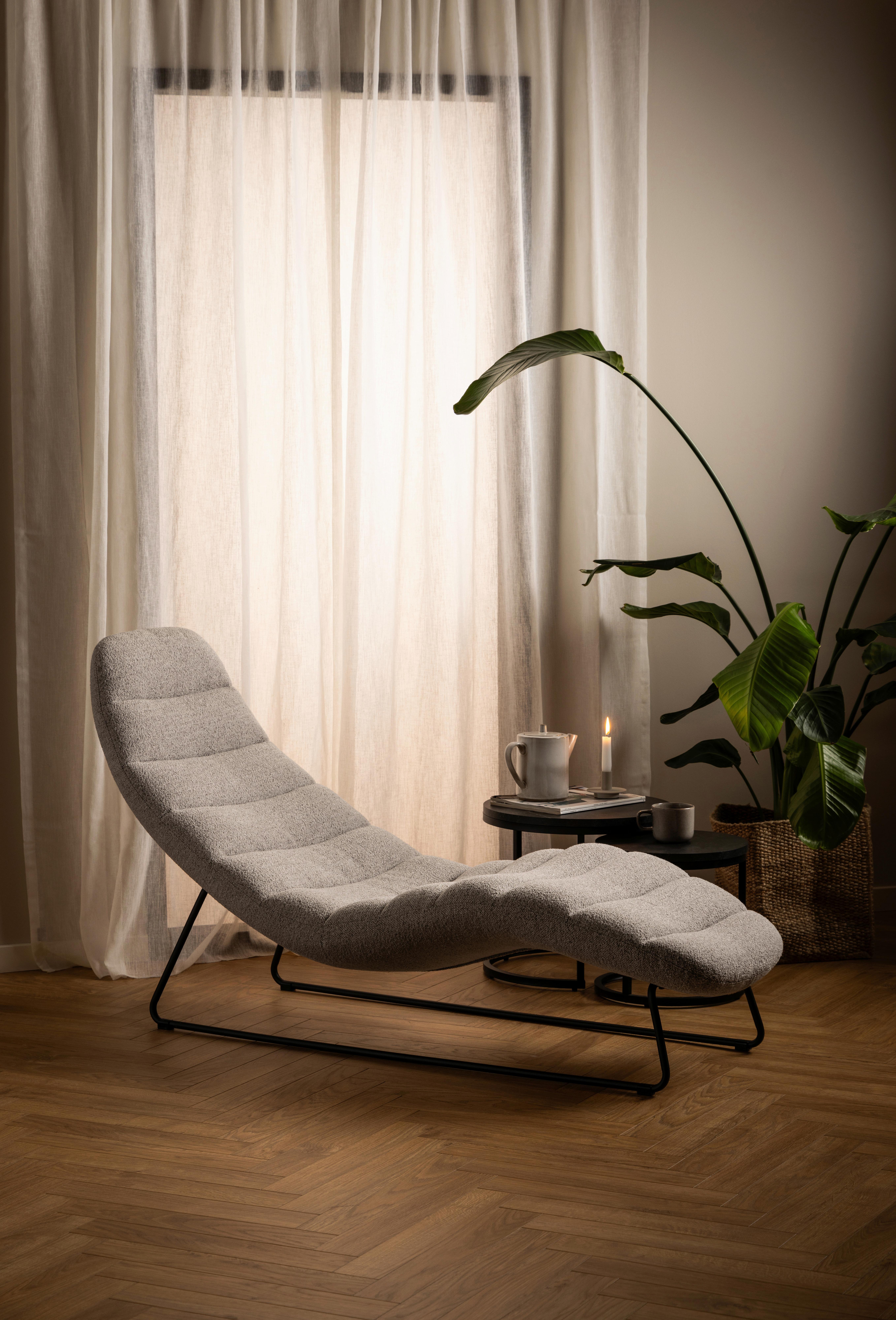 Relaxliege Chaplin L: 156 Cm Beige - Beige/Schwarz, KONVENTIONELL, Textil (63/86/156cm) - MID.YOU