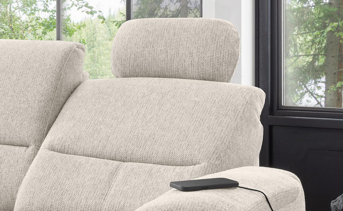 Ecksofa mit Stauraum Parole Beige Chenille - Chromfarben/Beige, MODERN, Textil (165/231cm) - Livetastic
