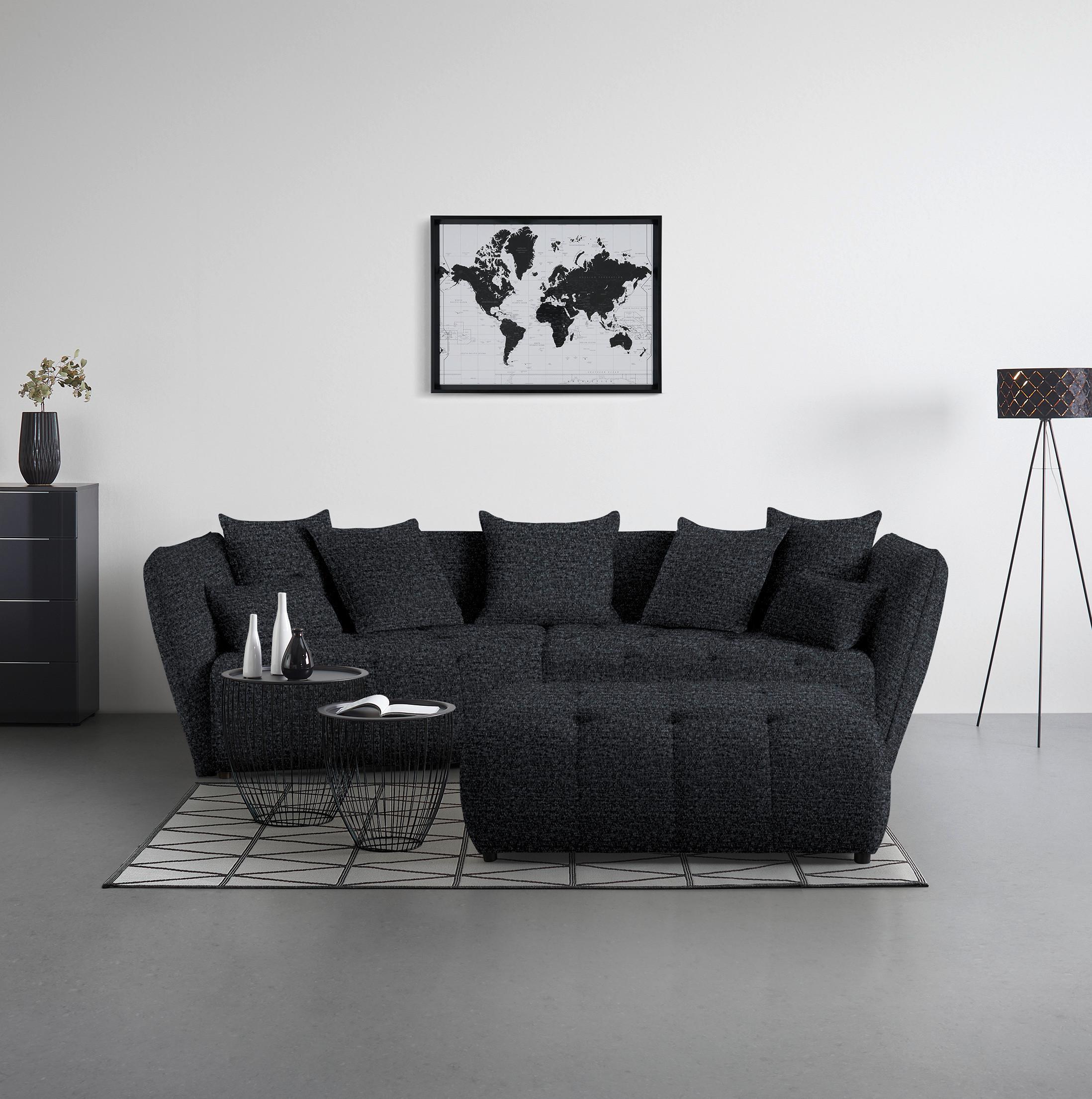 Taburet SOFI, tmavě šedá - černá/tmavě šedá, Moderní, textil (128/48/70cm) - Premium Living