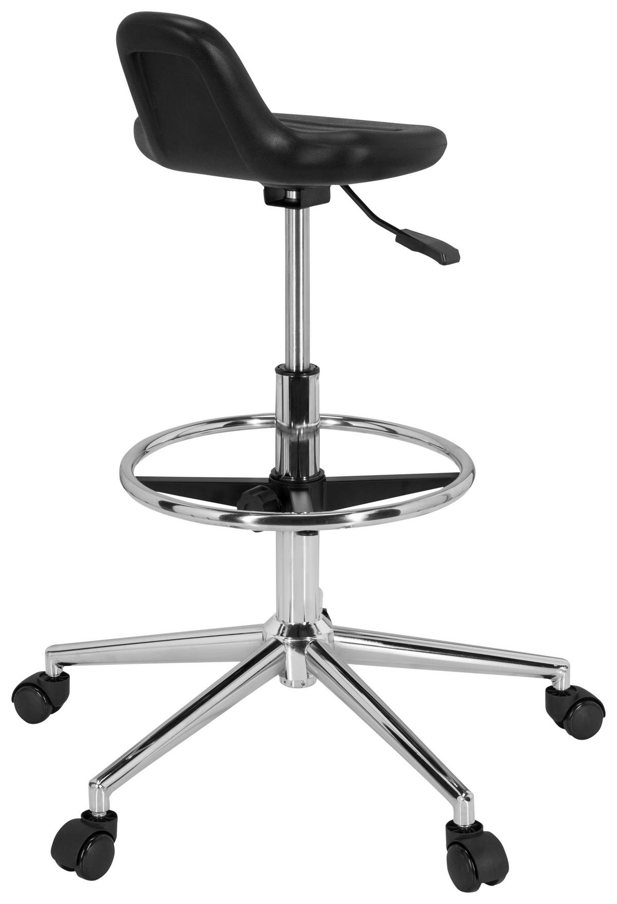 Bürohocker Top Work 03 Schwarz Bis 100 Kg - Silberfarben/Schwarz, Basics, Kunststoff/Metall (40/61/60cm) - MID.YOU