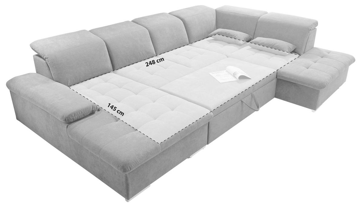 Sedací souprava tmavě šedá - barvy stříbra/tmavě šedá, Konvenční, textil/plast (188/340/240cm) - MID.YOU