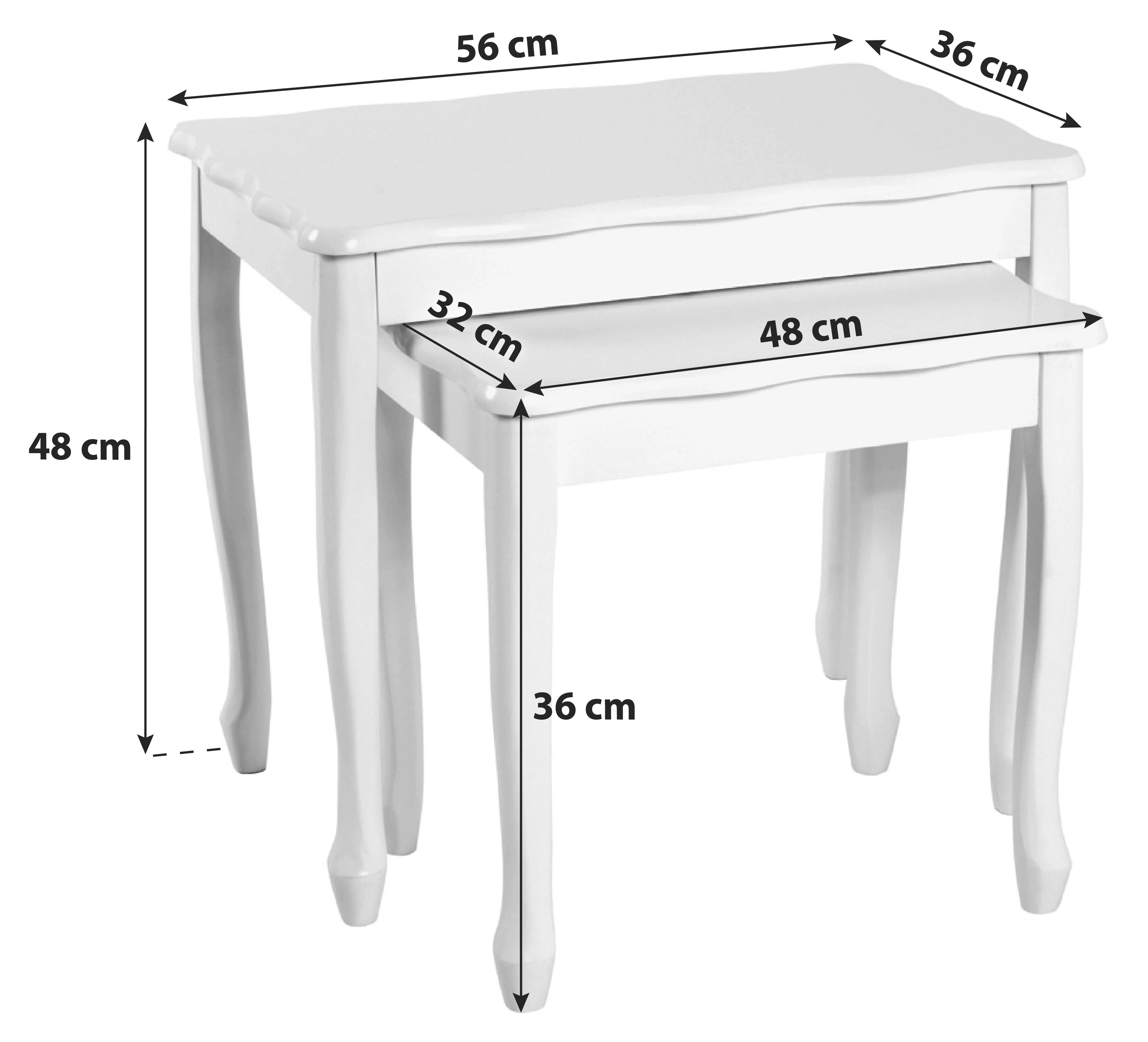 Satztisch London Weiß - Weiß, Basics, Holz/Holzwerkstoff (43/56/41/48/32/36cm)