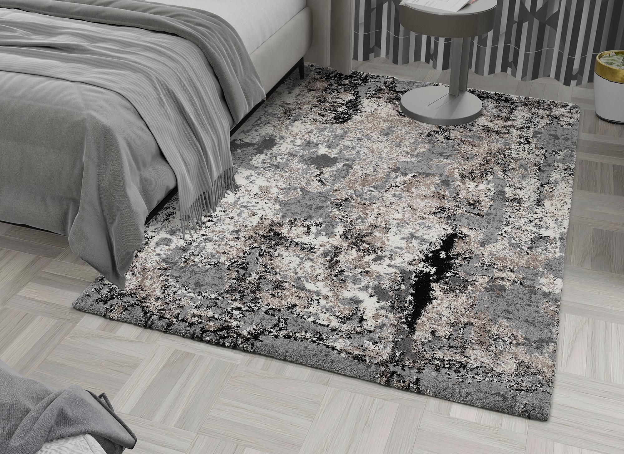 Webteppich Hellgrau Timeline Quantum 140x200 cm - Hellgrau, Design, Textil (140/200cm) - Novel