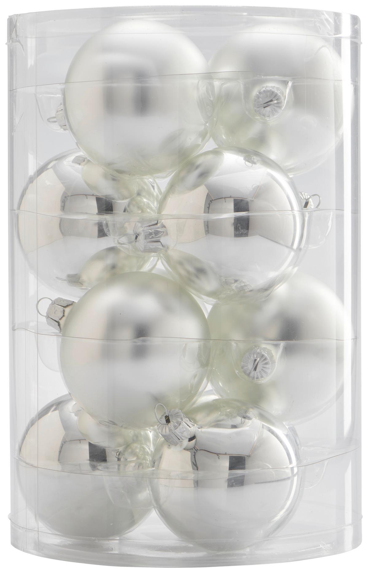 Karácsonyfagömb Szett Bella - ezüstszínű, Basics, Üveg (15/22cm) - Ondega