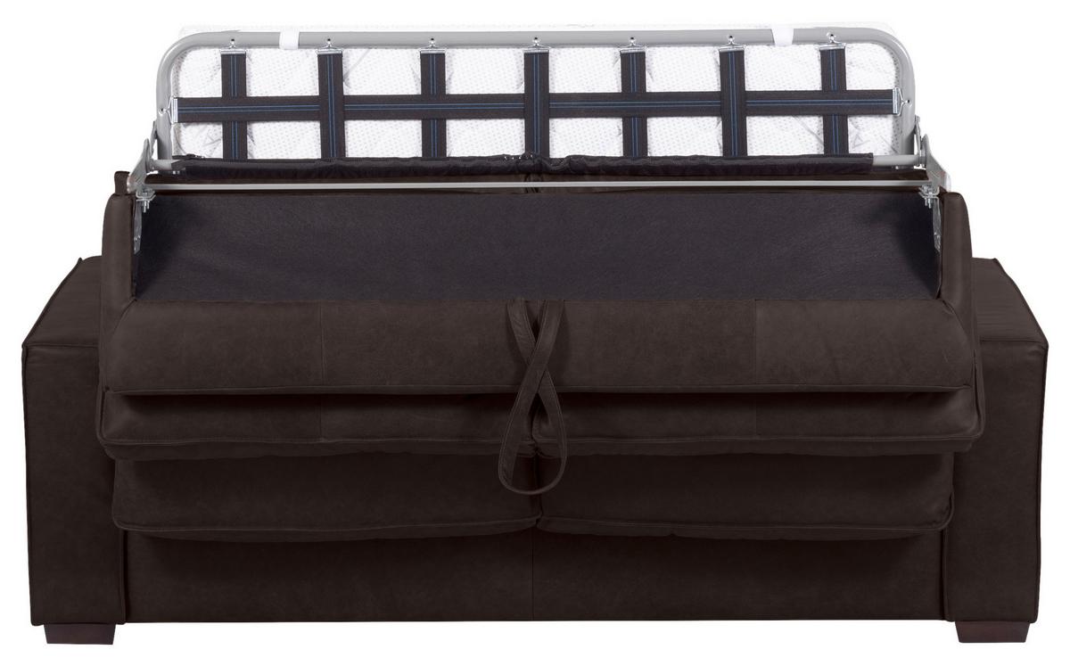 Schlafsofa Texas Dunkelbraun Anilinleder, B: 203 Cm - Dunkelbraun, Design, Leder (203/85/99cm) - MID.YOU