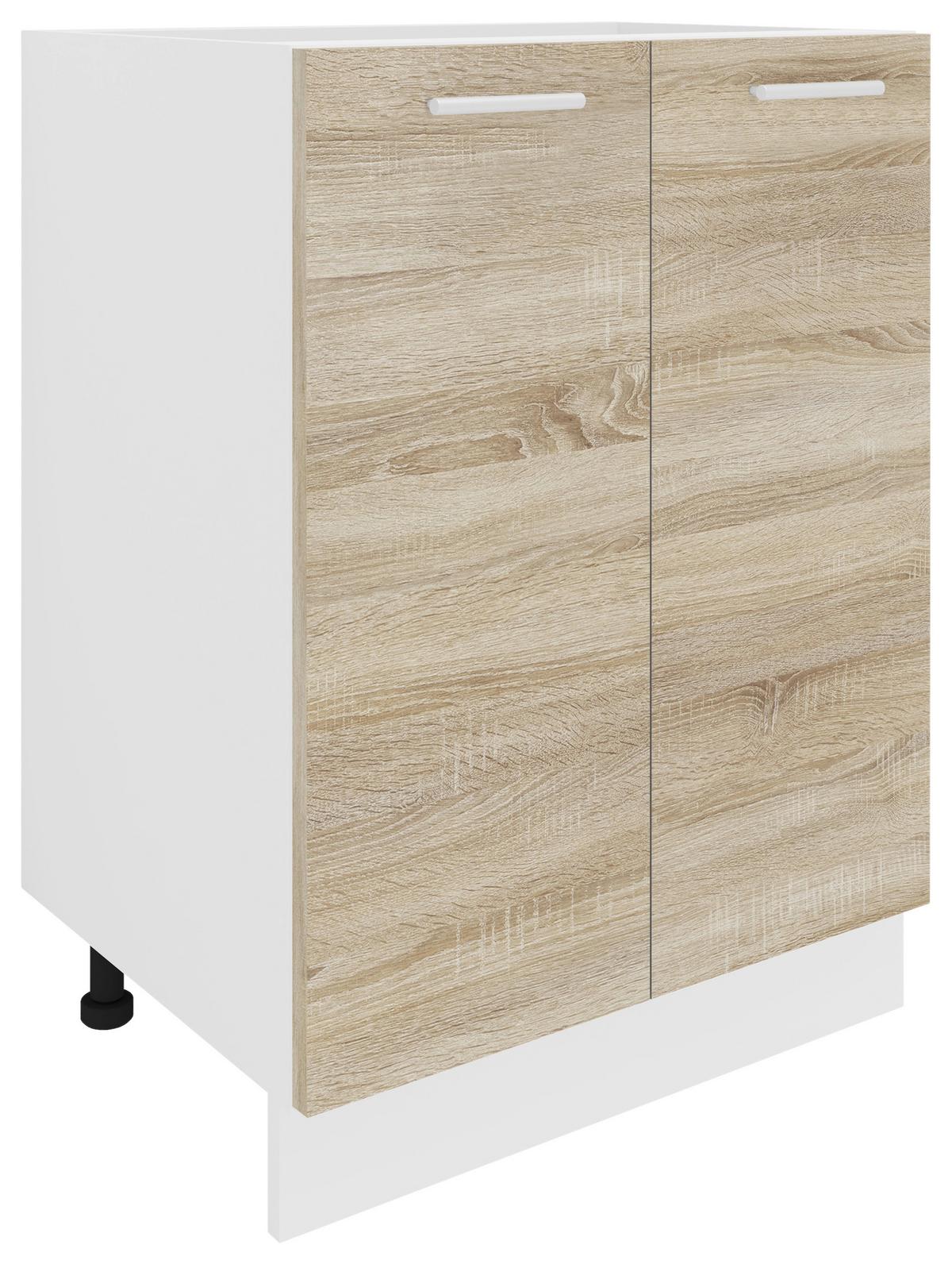 Küchenunterschrank Esilo B: 60 cm Weiß/Eiche Dekor - Weiß/Sonoma Eiche, KONVENTIONELL, Holzwerkstoff (60/82/46cm) - MID.YOU